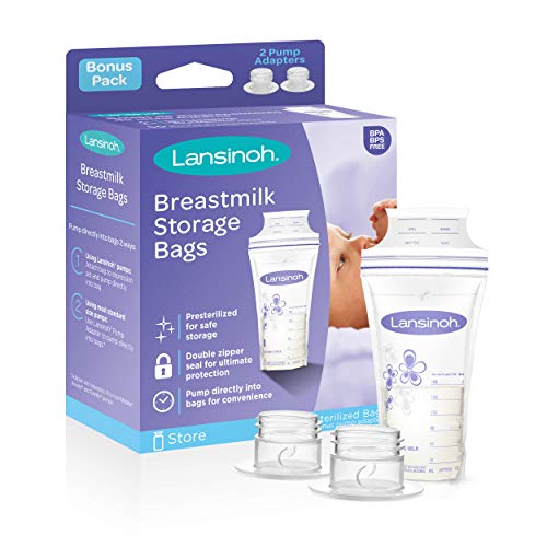 Product Cover Lansinoh Breastmilk Storage Bags with Pump Adapters for Bags, 50 count