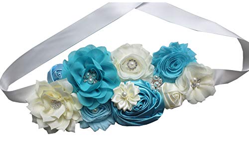 Product Cover nania maternity pregnancy sash for Mon to be baby shower sash flower sash (Blue)