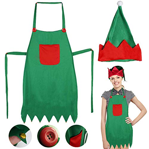 Product Cover LoveInUSA Elf Apron Christmas Elves Apron Santa Elf Hats for Adult April Fool's Day Gifts