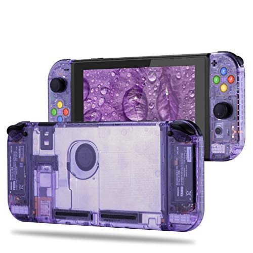 Product Cover BASSTOP [Update Version] DIY Replacement Housing Shell Case Set for Switch NS NX Console and Right Left Switch Joy-Con Controller Without Electronics(Set-Atomic Purple)
