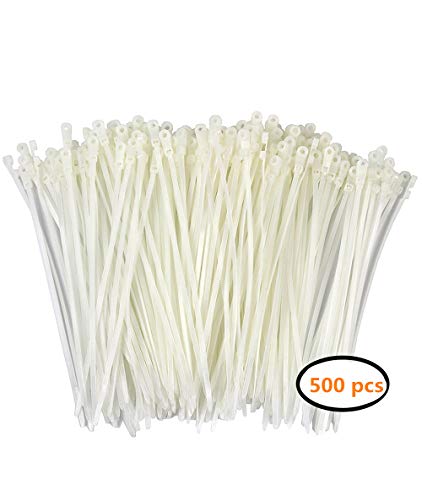 Product Cover Durable-Ties Nylon Cable Ties Self Locking Zip Ties Strong Cable Tie-Wrap, 6 Inch Wire Ties, Pack of 500 (White)