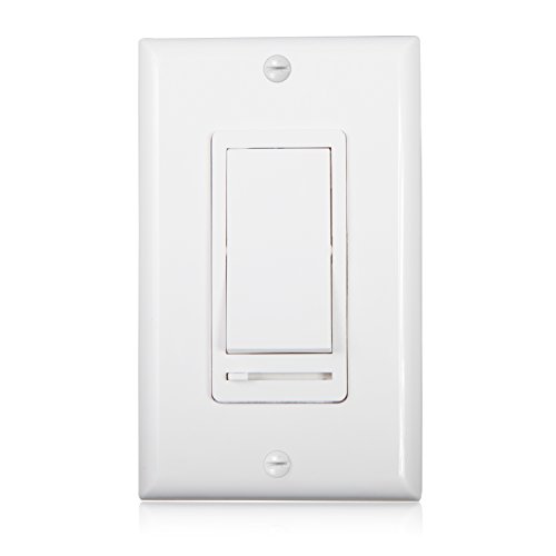 Product Cover Maxxima 3-Way/Single Pole Decorative LED Slide Dimmer Rocker Switch Electrical light Switch 600 Watt max, LED Compatible, Wall Plate Included