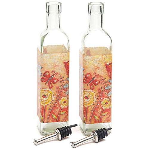 Product Cover 17 OZ Glass Gourmet Oil Bottle with Lever Release Pourer,Set of 2