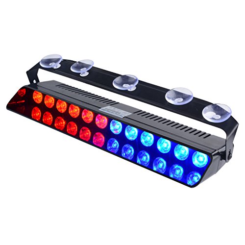 Product Cover WOWTOU Emergency Strobe Dash Light Blue Red 16W 12 LED with 16 Flash Patterns for Police Hazard Warning Cars POV Traffic Advisors