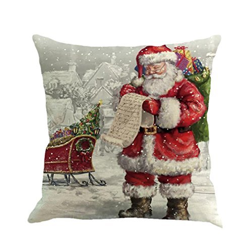 Product Cover Sothread Christmas Throw Pillowcase Christmas Throw Pillowcase Decor Sofa Cushion Cover Santa Claus 18