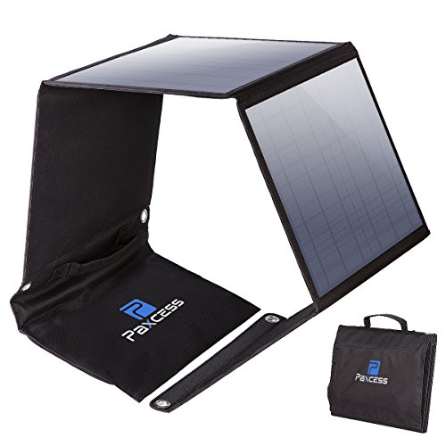 Product Cover PAXCESS Foldable 50W Solar Panel Charger for Suaoki Portable Generator/8mm Goal Zero Yeti 100/150/400 Power Station Battery Pack/USB Devices, with 3 USB Ports