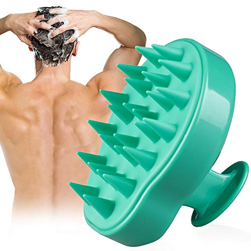 Product Cover Hair Scalp Massager, BEAUTLOHAS. Shampoo Brush, Scalp Scrubber and Dandruff Brush for Scalp Care Hair Cleaning Shower, Neck and Body Massager, Soft Silicone Comb for Men, Women, Kids & Pets (Green)