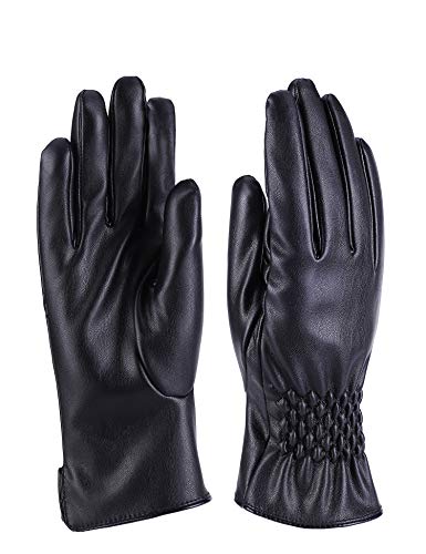 Product Cover Women Winter Leather Warm Gloves Cashmere Lining Thick Windproof Outdoor Hand Mittens Touch Screen