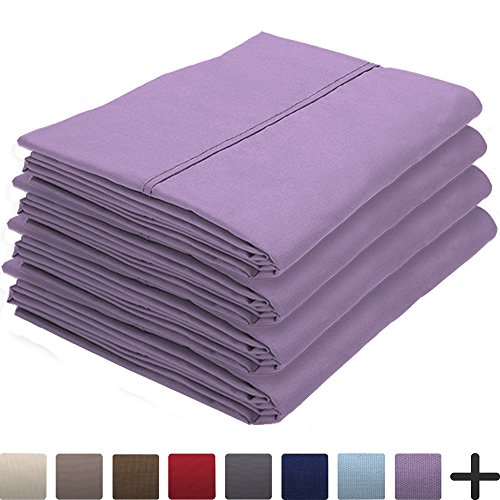 Product Cover Bare Home 4 Pillowcases - Premium 1800 Ultra-Soft Collection - Bulk Pack - Double Brushed - Hypoallergenic - Wrinkle Resistant - Easy Care (Standard - 4 Pack, Lavender)