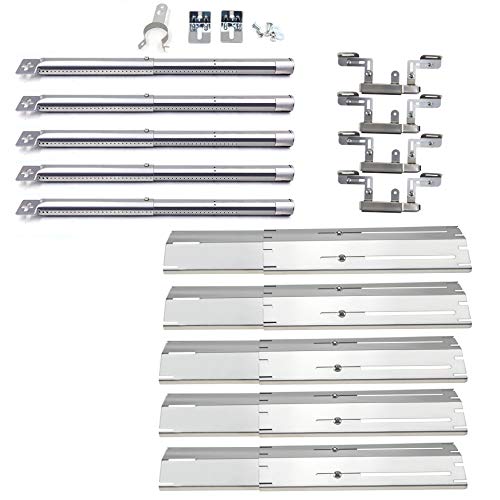 Product Cover Hisencn Stainless Steel Adjustable Grill Burners, Heat Plates & Crossover Tubes Replacement Parts for Brinkmann 5 Burner Grill Models 810-3660-S, 810-1750-S, 810-4580-S, 810-2511-S