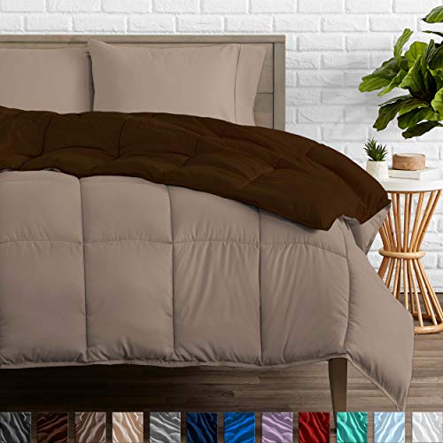 Product Cover Bare Home Reversible Comforter - Twin/Twin Extra Long - Goose Down Alternative - Ultra-Soft - Premium 1800 Series - Hypoallergenic - All Season Breathable Warmth (Twin/Twin XL, Cocoa/Taupe)