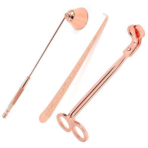 Product Cover Candle Snuffer Candle Accessory Set, Best Gift with Wick Trimmer, Wick Dipper & Bell Snuffer (Rose Gold)