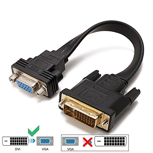Product Cover CABLEDECONN Active DVI-D Dual Link 24+1 Male to VGA Female Video with Flat Cable Adapter Converter Black (E0207)
