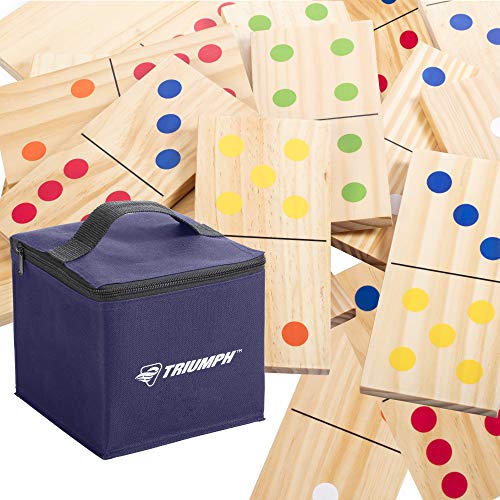 Product Cover Triumph 28-Piece Wood Lawn Outdoor Large-Format Domino Set Includes Storage Carry Bag