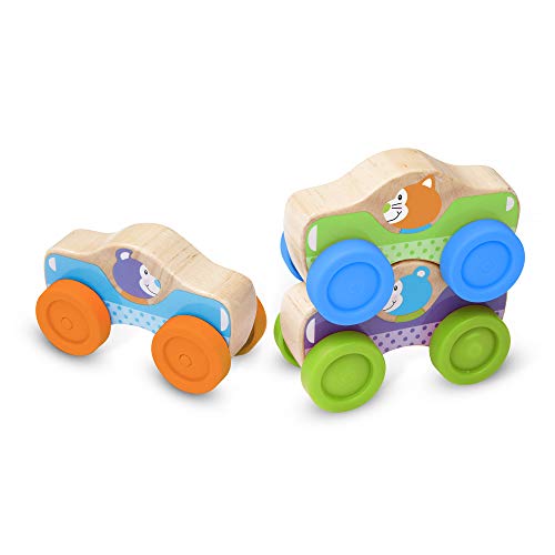Product Cover Melissa & Doug First Play Wooden Animal Stacking Cars (Baby & Toddler Developmental Toy, 3 Pieces, Great Gift for Girls and Boys - Best for Babies and Toddlers, 9 Month Olds, 1 and 2 Year Olds)