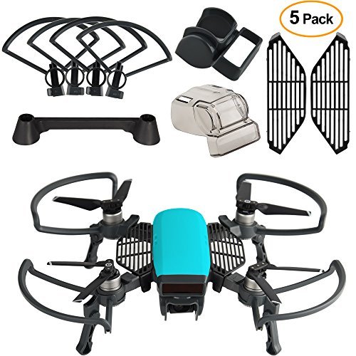 Product Cover Kuuqa 5 Pcs Accessories Kits for Dji Spark, Including 2 In 1 Propeller Guard with Foldable Landing Gear, Gimbal Camera Guard, Lens Hood, Finger Guard Board, Joystick Protector (Dji Spark Not Included)