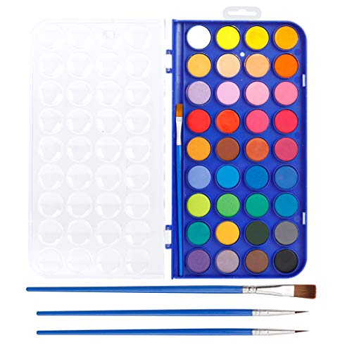 Product Cover 36 Pack Watercolor Pan Set, Smart Color Art Watercolor Paint Set with 4 Brushes,Easy to Blend Colors, Perfect for Kids Adults