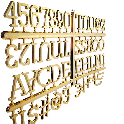 Product Cover Plastic Letters for LetterBoards - 188 Characters, Including Numbers, Symbols for Changeable Letter Boards, Atoz Create, Letter Boards Accessories (1 INCH Gold)