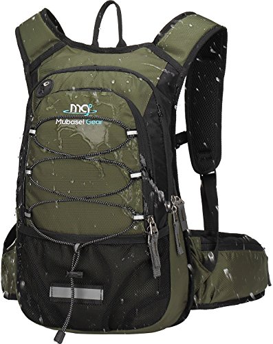 Product Cover Mubasel Gear Insulated Hydration Backpack Pack with 2L BPA Free Bladder - Keeps Liquid Cool up to 4 Hours - for Running, Hiking, Cycling, Camping (Olive)