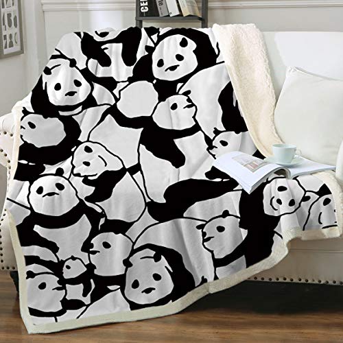 Product Cover Sleepwish Panda Plush Blanket Cartoon Animal Throw Blanket Cute Panda Bears Graphic Pattern Kids Blankets Fleece Soft Warm Fuzzy Blankets for Teens Girls (50x60 Inches)