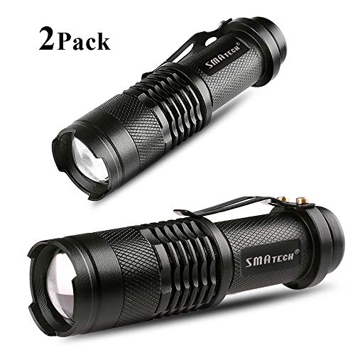 Product Cover SMAtech Flashlights Led Flashlight Mini Torch Light 350 Lumen Portable Ultra Bright Zoomable for Camping, Emergency, Night Fishing, Night Riding [2 Pack]