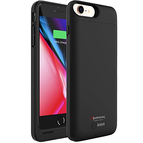 Product Cover Alpatronix iPhone 8/7 Battery Case, 3200mAh Slim Portable Protective Extended Charger Cover with Qi Wireless Charging Compatible with iPhone 8 & iPhone 7 (4.7 inch) BX190 - (Black)