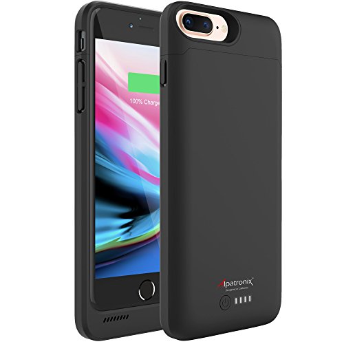 Product Cover iPhone 8 Plus/7 Plus Battery Case, 5000mAh Slim Portable Protective Extended Charger Cover with Qi Wireless Charging Compatible with iPhone 8 Plus & iPhone 7 Plus (5.5 inch) BX190plus - (Black)