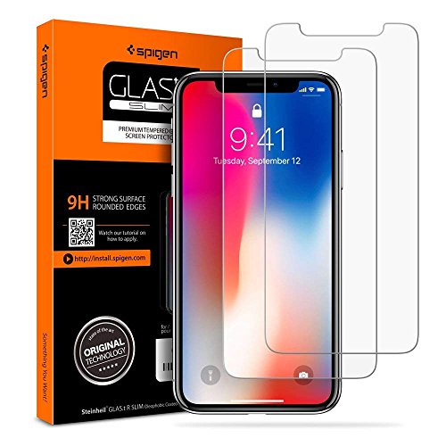 Product Cover Spigen Tempered Glass Screen Protector Compatible with iPhone Xs (2018) / iPhone X (2017) [2 Pack] - Screen Protection
