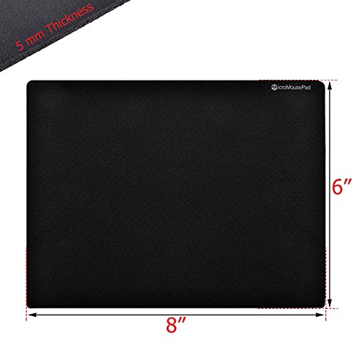 Product Cover Micro Mouse Pad Small 8 x 6 Inch Black Mousepad for Laptop or Desktop