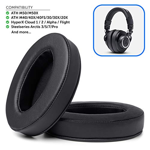 Product Cover WC Wicked Cushions Audio Technica Replacement Ear Pads Compatible with ATH M50/M50x/Sony MDR/Shure SRH 440/Fostex T50RP/monoprice 8323/takstar hi 2050 and More Oval Shaped Headphones