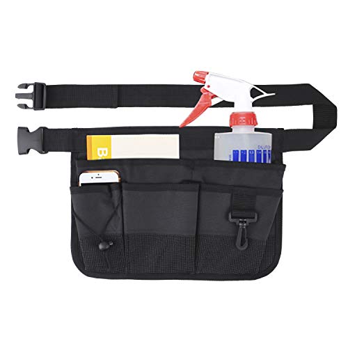 Product Cover Geboor Gardening Tool Waist Bag Belt Heavy Duty Oxford Tool Apron with 7 Pockets of Different Sizes and Depth (Black)