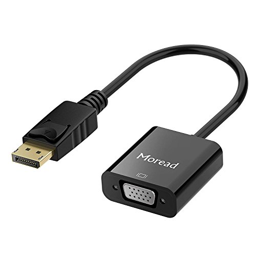 Product Cover Moread DisplayPort (DP) to VGA Adapter, Gold-Plated Display Port to VGA Adapter (Male to Female) Compatible with Computer, Desktop, Laptop, PC, Monitor, Projector, HDTV - Black