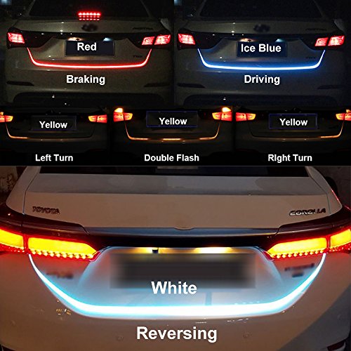 Product Cover LED Strip Trunk Tail Brake Turn Signal Light Flow Type Ice Blue Red Yellow White