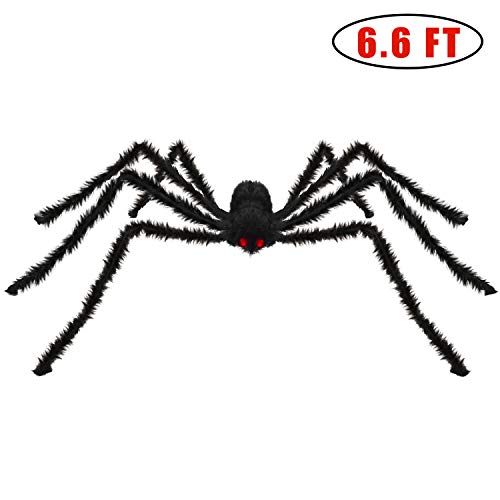 Product Cover Kearui Spider Decorations, Halloween Spiders, Outdoor Halloween Spider, Hairy Poseable Spider, Scary Spider for Halloween Decorations, 6.6 ft / 200 cm