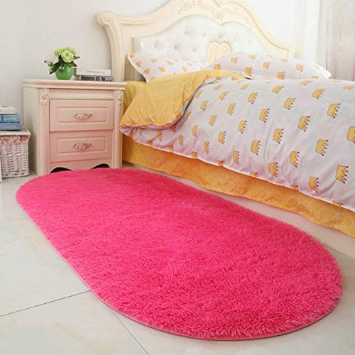 Product Cover YJ.GWL Soft Hot Pink Fluffy Rugs for Girls Room Bedroom Anti-Slip Kids Carpet Nursery Shaggy Area Rugs 2.6' X 5.3'