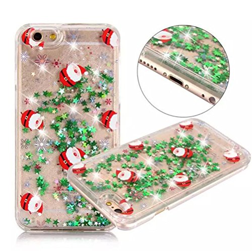 Product Cover iPhone8plus Funny Case,iPhone 8 Plus Christmas Case,Fusicase Merry Christmas Tree Rudolph Santa Claus Pattern Flowing Liquid Floating Luxury Bling Glitter Sparkle Case for iPhone 8 Plus