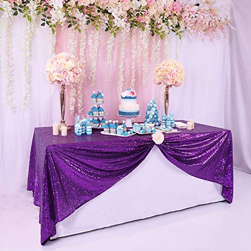 Product Cover BalsaCircle TRLYC Sequin Rectangular Purple Sequin Tablecloth 60-Inch by 102-Inch
