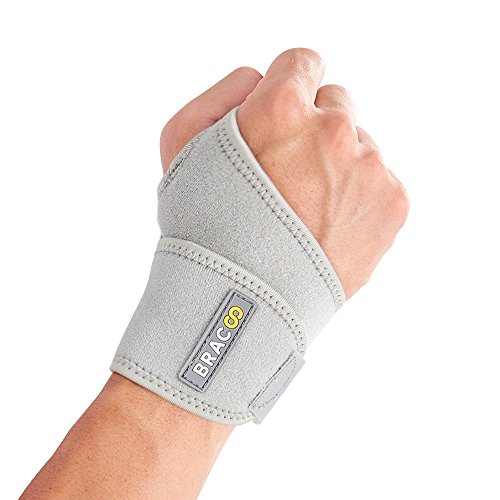 Product Cover Bracoo Wrist Wrap, Reversible Compression Support for Sprains, Carpal Tunnel Syndrome, Wrist Tendonitis Pain Relief & Injury Recovery, WS10, Gray, 1 Count