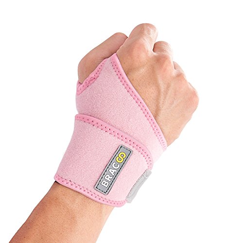 Product Cover Bracoo Wrist Wrap, Reversible Compression Support for Sprains, Carpal Tunnel Syndrome, Wrist Tendonitis Pain Relief & Injury Recovery, WS10, Pink, 1 Count