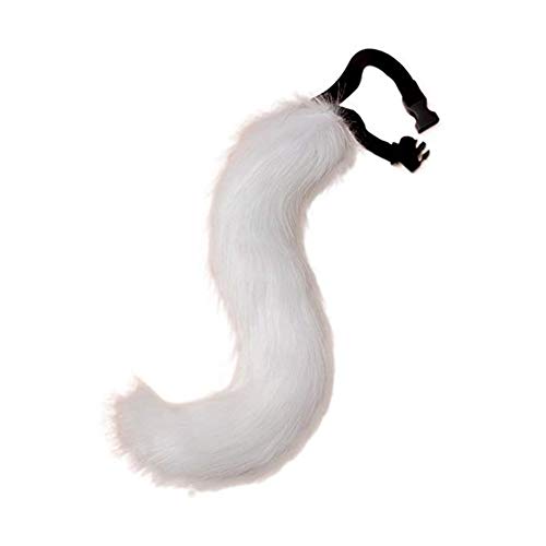 Product Cover JUNBOON Faux Fur Fox Tail for Unisex Adult Children Cosplay Costume Halloween Party (White)