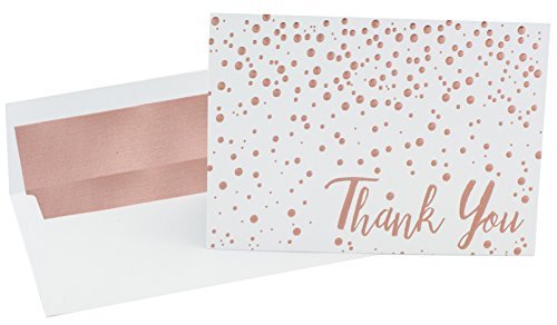 Product Cover The Napa Press Thank You Cards - 20 Pack of (A7) 5x7 Rose Gold Confetti Heavyweight and Foil Lined Envelopes Large Enough To Include a 4x6 Photo Inside