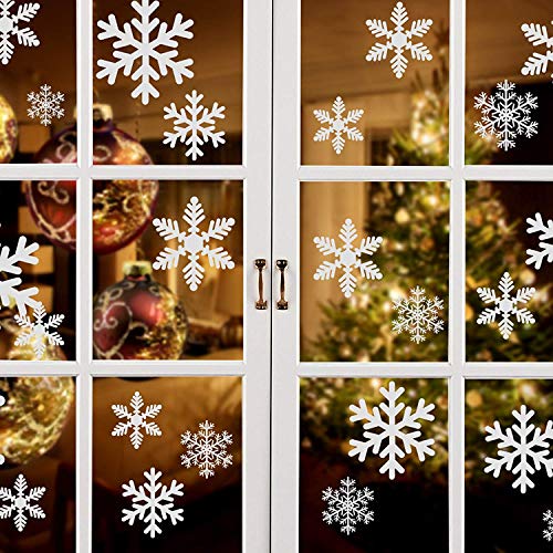 Product Cover Kesoto Christmas Decoration Snowflake Window Clings Glueless PVC Wall Stickers for Windows Glasses, Pack of 96