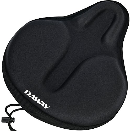 Product Cover DAWAY Comfortable Exercise Bike Seat Cover C6 Large Wide Foam & Gel Padded Bicycle Saddle Cushion for Women Men Everyone, Fits Spin, Stationary, Cruiser Bikes, Indoor Cycling, Soft