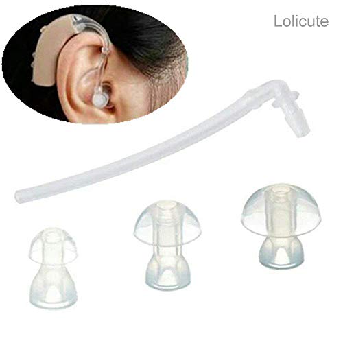 Product Cover Lolicute 18pcs Ear Plugs +6 Tubes for Siemens Hearing Aid Aids,Eartip Ear Tip Ear Tips Tubing Ear Pieces Piece-Hearing Aid Tube BTE Hearing Aid Aids Domes and Tube Kit Hearing Aid Acessories(S M L)