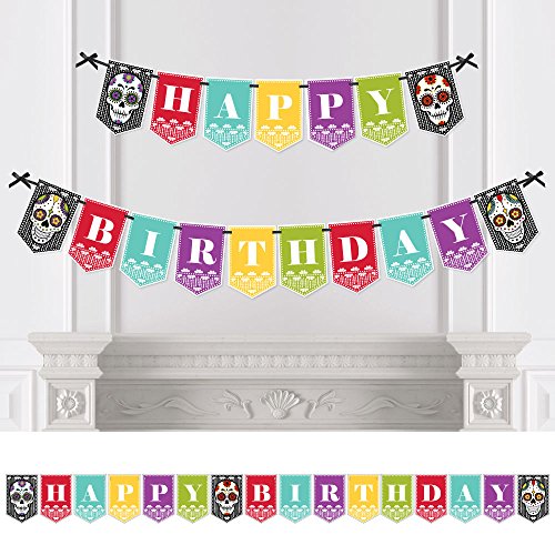 Product Cover Big Dot of Happiness Day of the Dead - Birthday Party Bunting Banner - Sugar Skull Birthday Party Decorations - Happy Birthday