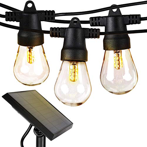 Product Cover Brightech Ambience Pro - Waterproof LED Outdoor Solar String Lights - 1W Vintage Edison Bulbs - 27 Ft Heavy Duty Patio Lights Create Cafe Ambience On Your Porch - Soft White
