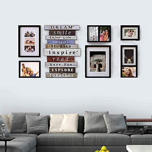Product Cover Jerry & Maggie - Luxury 7 Piece of | Photo Frame | Wall Decor Bar - Wall Decor Combination - Gold Black PVC Picture Large Frame Selfie Gallery Collage Wall Hanging System - Wall Mounting Design