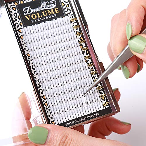 Product Cover DEMI QUEEN 3D Russian Premade Volume Fans Rapid Handmade Cluster Eyelashes Extensions 0.10mm C Curl & D Curl