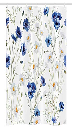 Product Cover Ambesonne Watercolor Flower Stall Shower Curtain by, Wildflowers and Cornflowers Daisies Blooms Flower Buds, Fabric Bathroom Decor Set with Hooks, 36 W x 72 L Inches, Blue Sage Green Marigold