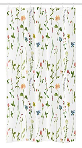 Product Cover Ambesonne Floral Stall Shower Curtain, Spring Season Themed Watercolors Painting of Herbs Flowers Botanical Garden Artwork, Fabric Bathroom Decor Set with Hooks, 36